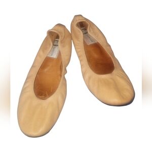 Lanvin Women's Tan Leather Ballet Flats Sz 37 1/2